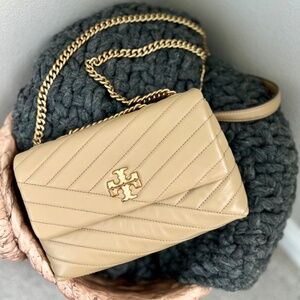 Tory Burch Pebblestone Chevron Kira Convertible Leather Crossbody Bag